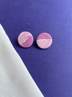 Load image into Gallery viewer, Circle stud medium - pink/purple marble
