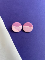 Load image into Gallery viewer, Circle stud medium - pink/purple marble
