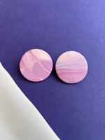Load image into Gallery viewer, Large circle stud - pink/purple marble
