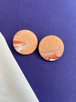 Load image into Gallery viewer, Large circle stud - sunset marble (orange)
